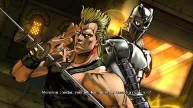 Polnareff's hand rests next to his temple