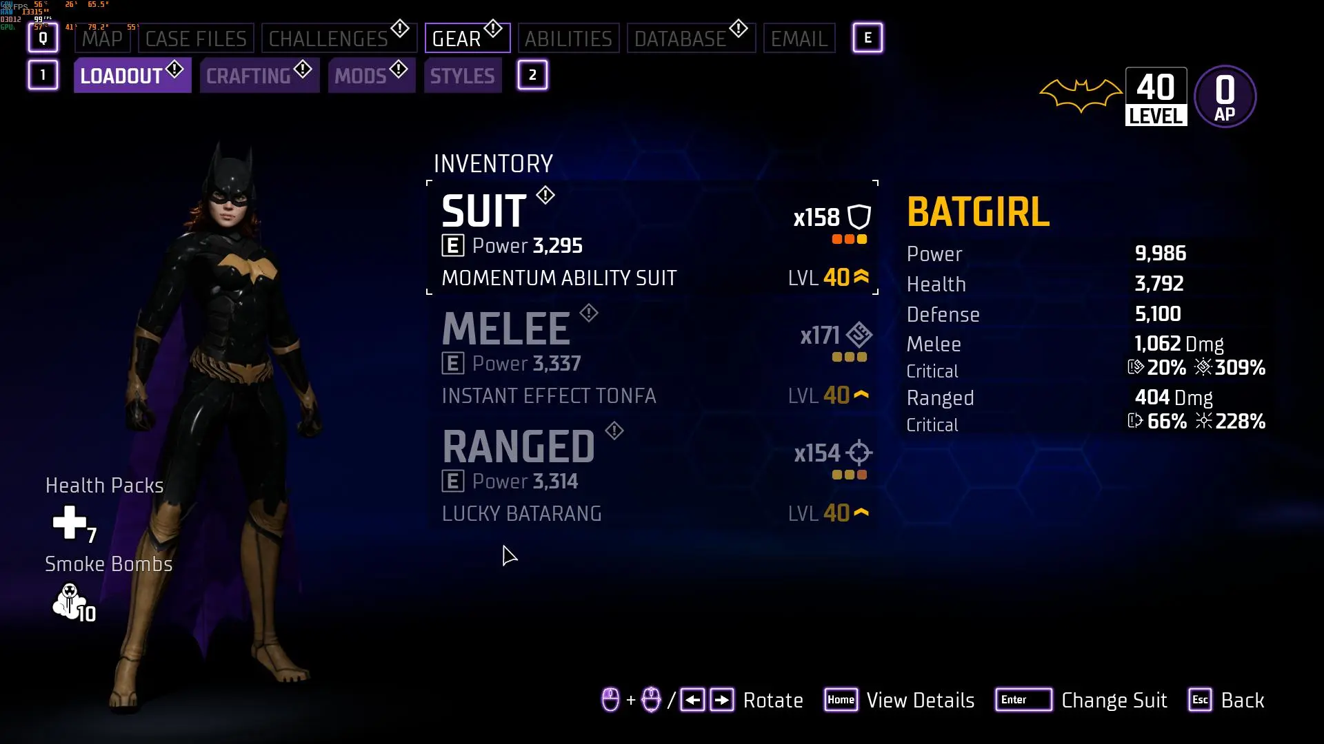 SaveGame Batgirl ALL suits and weapons lvl40 at Gotham Knights Nexus ...