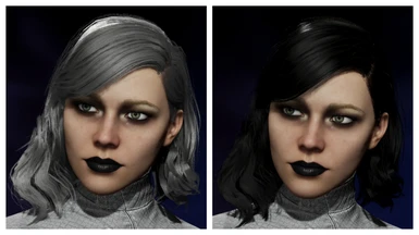 Silver and Black Hair with Black Lipstick Makeup for Batgirl