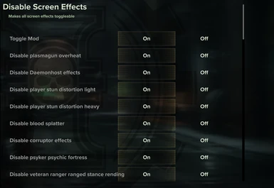 Disable Screen Effects