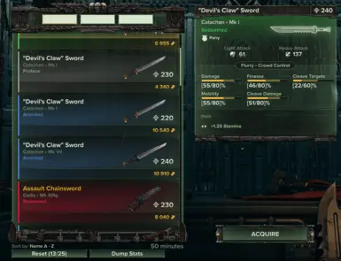 Shop, no filter, colored Dump Stat items