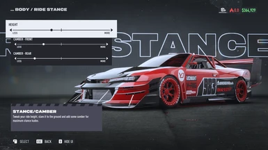 Stance and Tuning Sliders