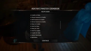 Recipes with my Agatha's Cauldron Overhaul mod.