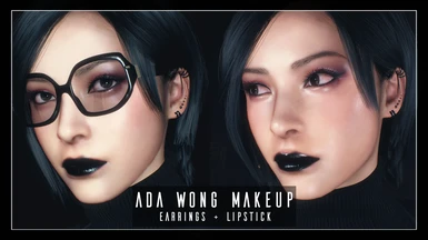 Ada Wong Makeup Earrings and Black Lipstick