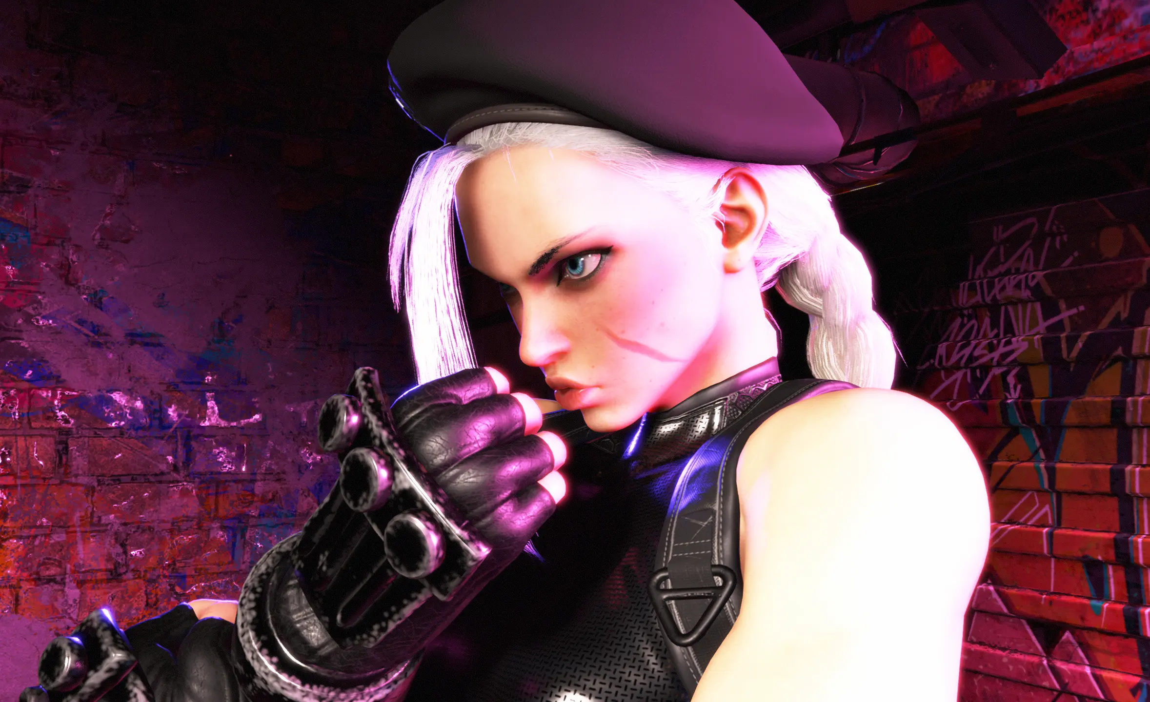 Goth Cammy Classic Costume All Black with White Hair and Optional Black  Lips Black Eyebrows at Street Fighter 6 Nexus - Mods and community