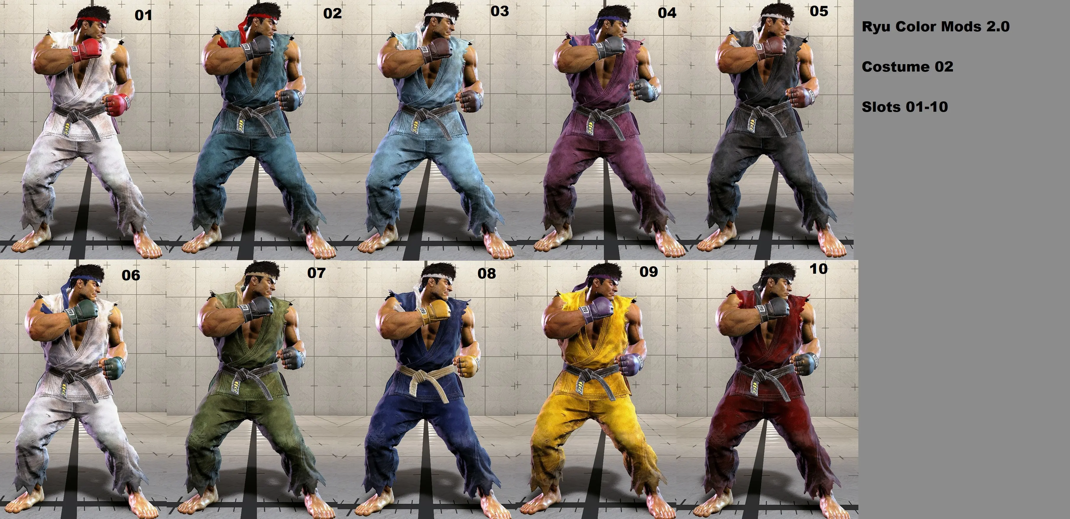 Ryu Costume 02 Color Mods UPDATED at Street Fighter 6 Nexus - Mods and ...