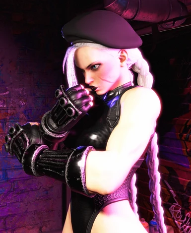 Goth Cammy Classic Costume All Black with White Hair and Optional Black Lips Black Eyebrows