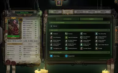 Starting talents according to the lore