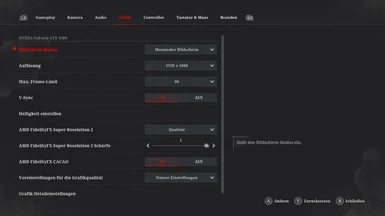 Settings 3, epic settings. AMD FSR on quality will result in having way more fps but decreased image quality. Use fps unlimited for less inputlag or use fps 60 if the pc is getting hot and loud. Max fullscreen is recommended for max fps performance.