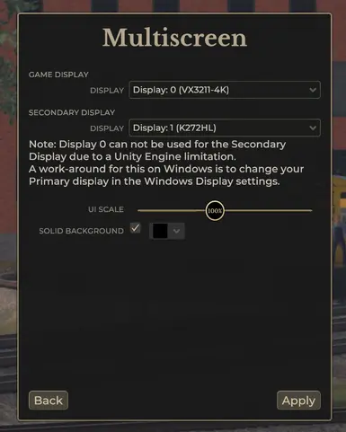 Main Menu Settings
