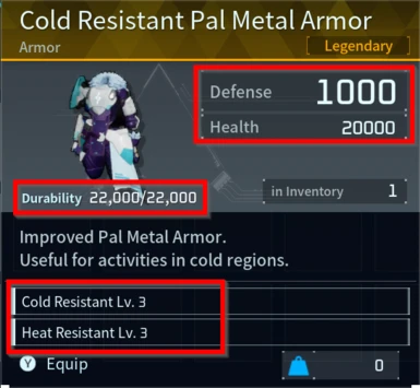 Adjust Armor HP-Defence-Durability-Passives