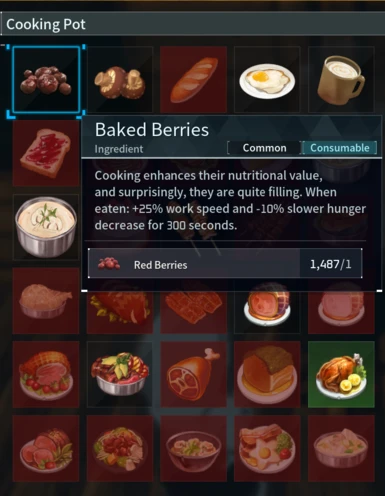 Example changes to Baked Berries. Vanilla Baked Berries has no buff.