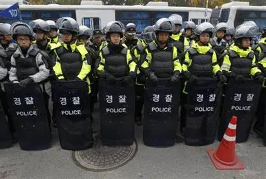 Police stick and Korean police shield