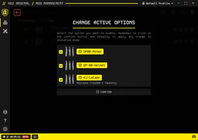 Recolor Mod Manager Options
