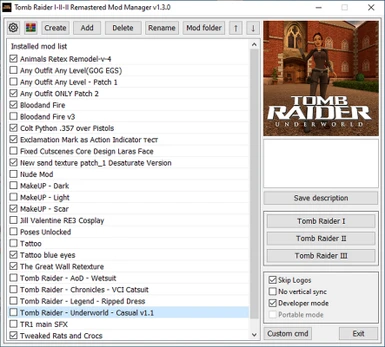 Tomb Raider I-II-II Remastered Mod Manager