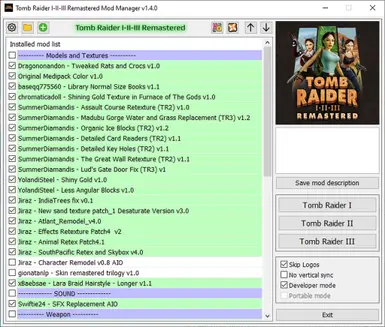 Tomb Raider I-II-III Remastered Mod Manager