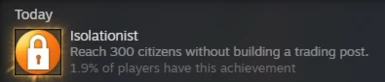 Isolationist Steam Achievement for Banished