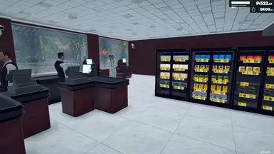 The texture of the store is dark wood