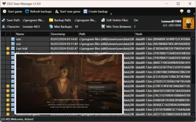 Screenshot of the main window (Dark mode) while viewing a screenshot