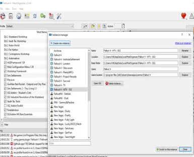 Open File &gt; Manage instances in Mo2