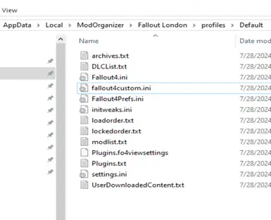 /Mo2/Fallout London/Profiles/ should look something like this