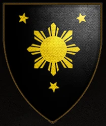 3 Stars and A Sun Coat of Arms (Black and Gold)