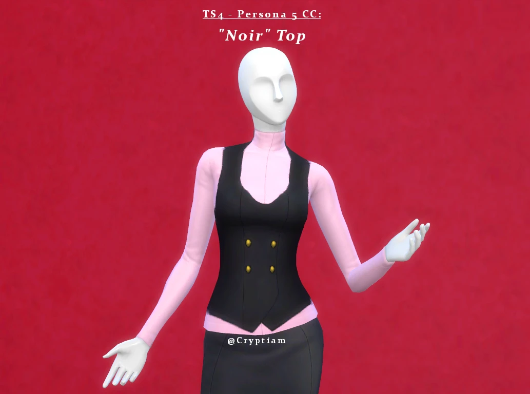 Persona 5 CC - Noir Haru Top at The Sims 4 Nexus - Mods and community