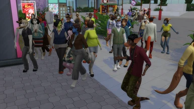 A mob of randomly furrified sims