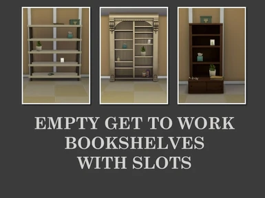 Empty Get to Work Bookshelves with Slots