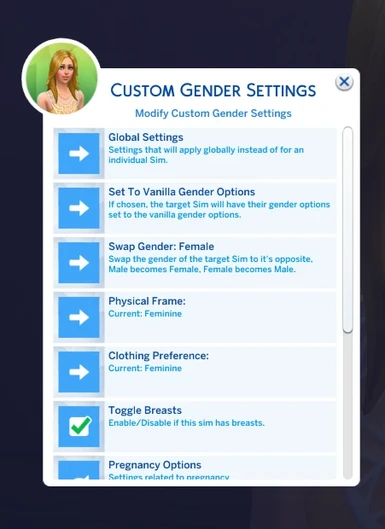 Custom Gender Settings (CGS)