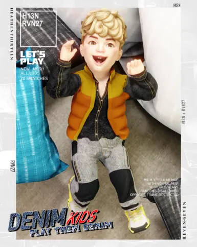 Infant's Puffer Gilet Denim LongSleeve Shirt