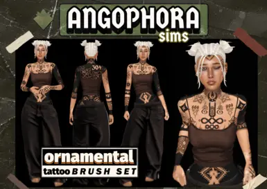 ORNAMENTAL STYLE TATTOO BRUSH SET