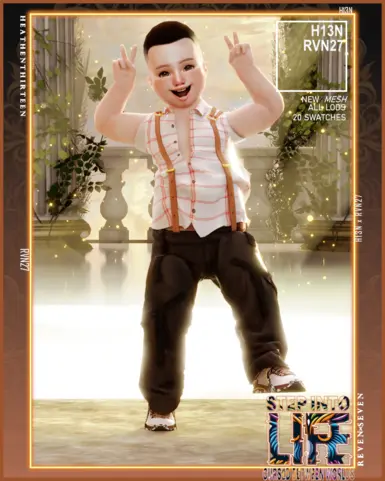 Toddler's Sleeveless Leather Strap Suspender Unbuttoned Open Shirt