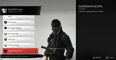 Black Guardian's Scowl Mask and Regret Headband