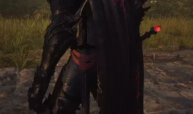 Black small sword handle and red straps