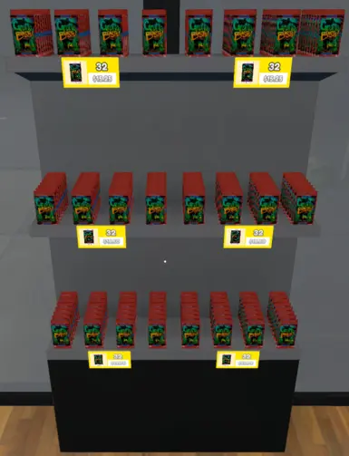 All of the added booster packs on a display 