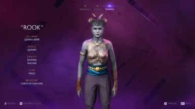 Qizira Laidar (Female, Qunari, Mage, Lord of Fortune) 