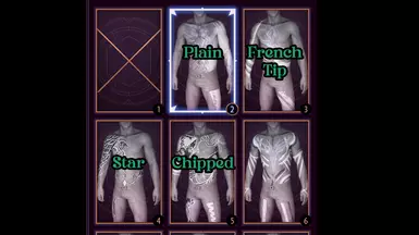 Location of each design - body paint menu