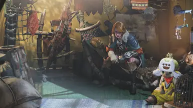 Works in menus, including the tent. Get a nice shot of you and your Palico together!