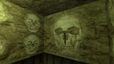 Bit difficult to not make it too obvious. Could be better, though I felt like blending the skull into the wall a little to make that less wallpaperish.
