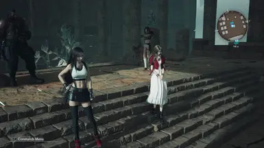 Sleeveless Tifa and no ribbon Aerith