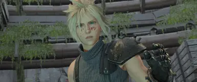 Desaturated Hair, Bright Mako Eyes, Gray Outfit Recolor (black leather)