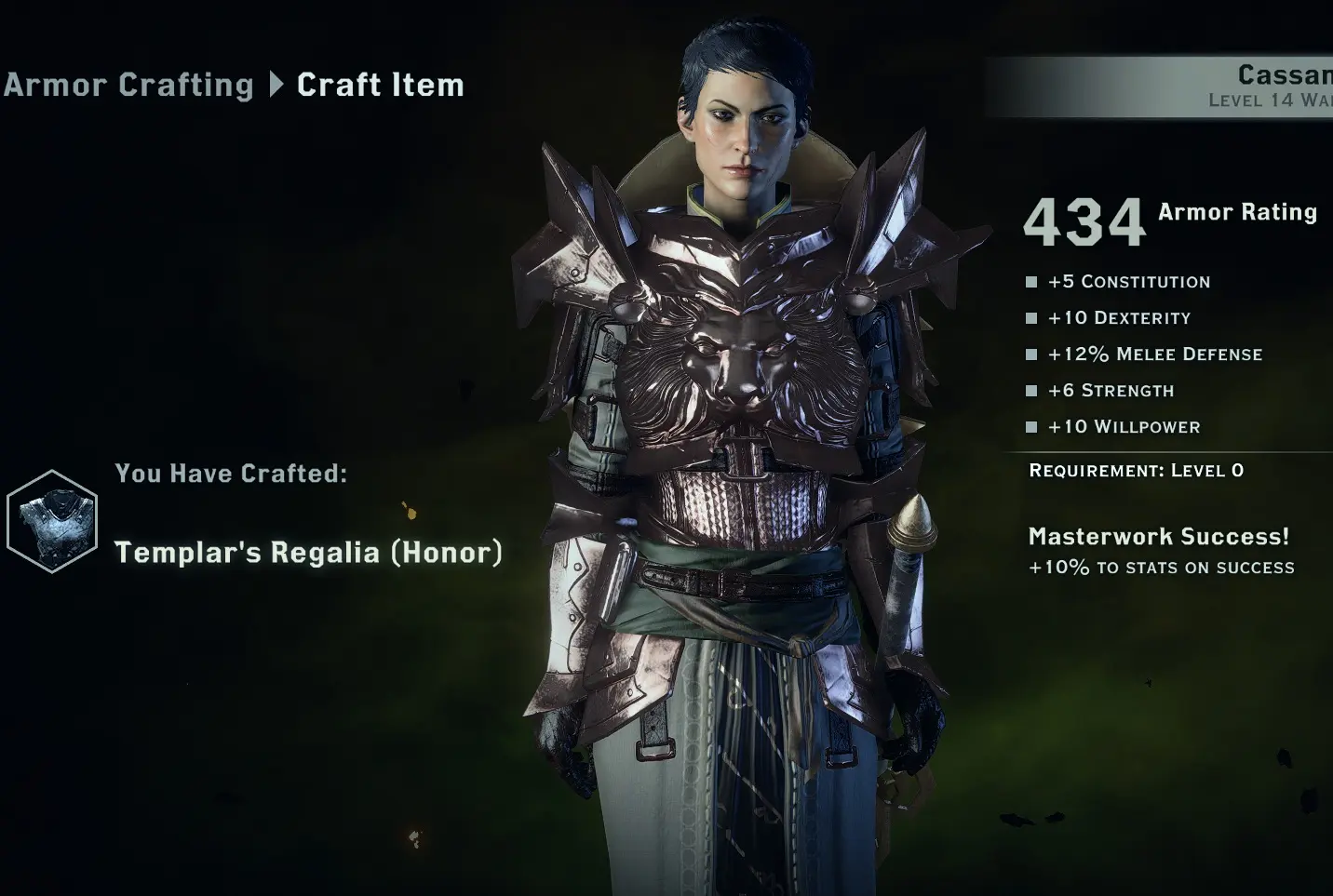 Templar MP Armors Crafting. 