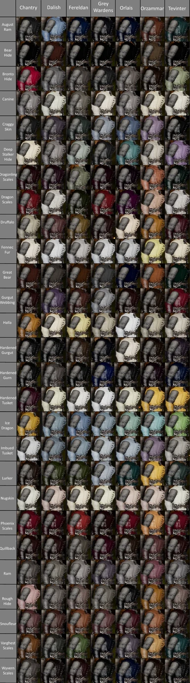 Palettes of Thedas Leather