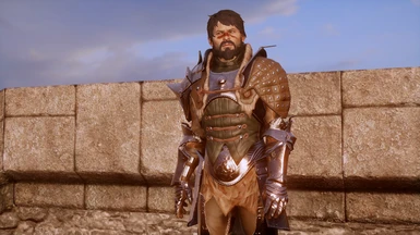 Male Hawke wears Disciple of Adraste armor