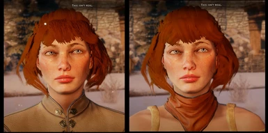 Hair texture difference = left Vanilla / right with SK haire re-text
