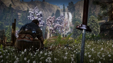 Just Blackwall in the field of flowers, with a corpse.