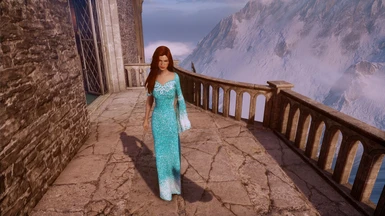 turquoise glitter evening gown retexture front