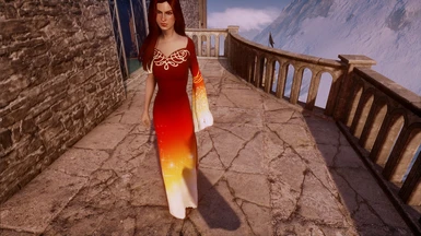 red yellow evening gown retexture front