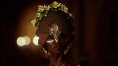 Vivienne Wears the Wedding Dress with Fancy Flowered Doily Mask as Formalwear